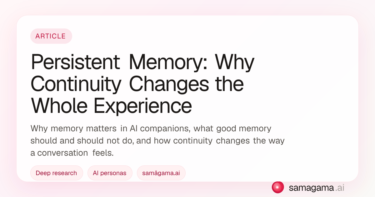 Persistent Memory: Why Continuity Changes the Whole Experience ...